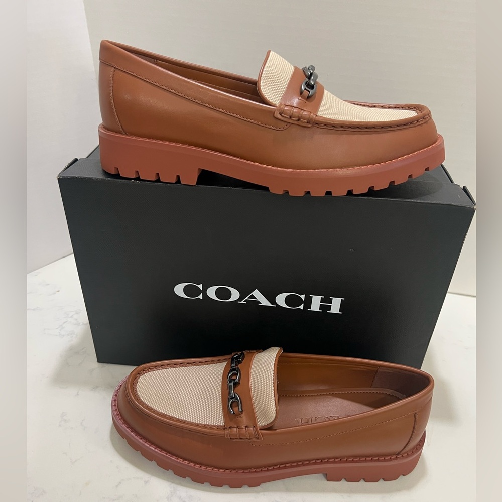 Coach Brown and Cream Chunky Loafers